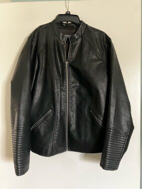 torrid Black Faux Leather Zip-Front Moto Jacket